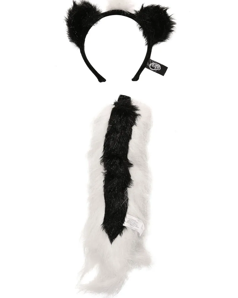 Skunk Ears Headband and Tail Deluxe Set