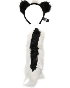 Skunk Ears Headband and Tail Deluxe Set