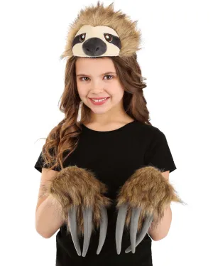 Sloth Plush Headband and Paws Deluxe Set