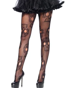 Sugar Skull Net Pantyhose