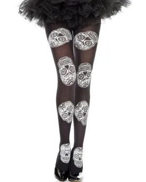 Sugar Skull Print Tights