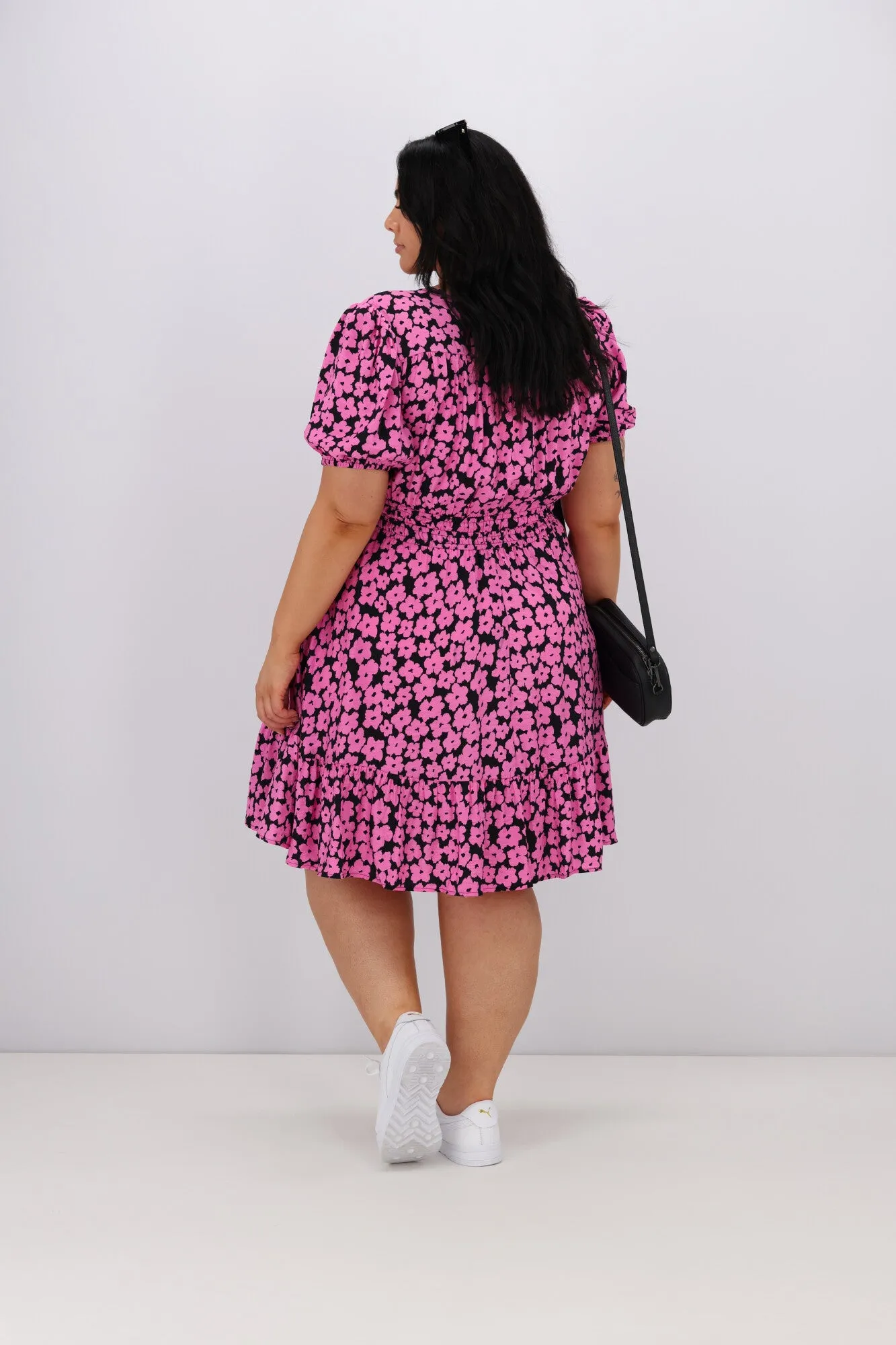 Sunday Boho Cleo Dress Black Pink Floral