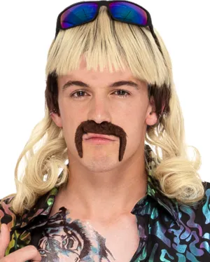 Tiger Joe Blonde Mullet Wig and Moustache Kit