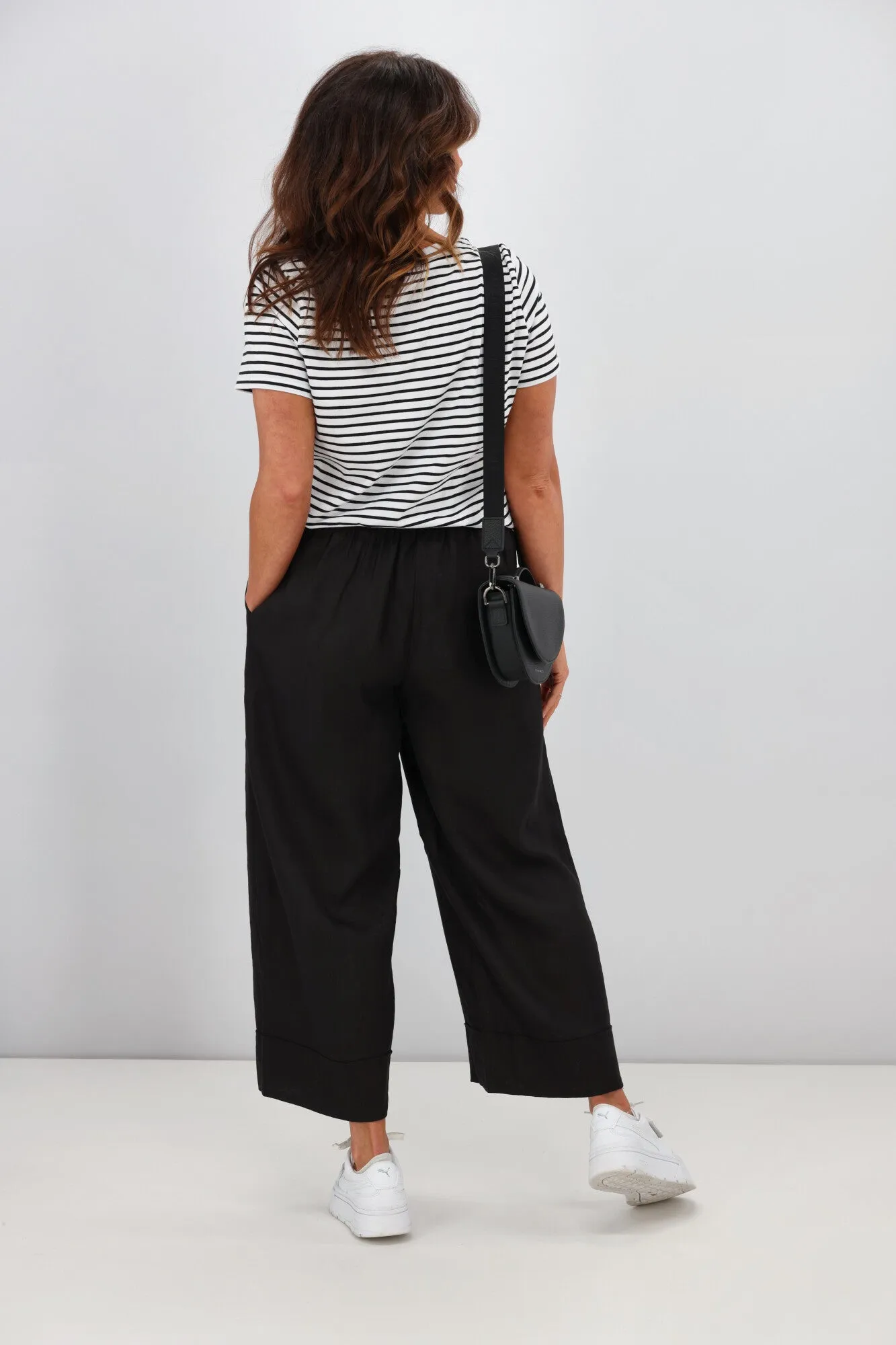 Tirelli Wide Leg Linen Pant Black