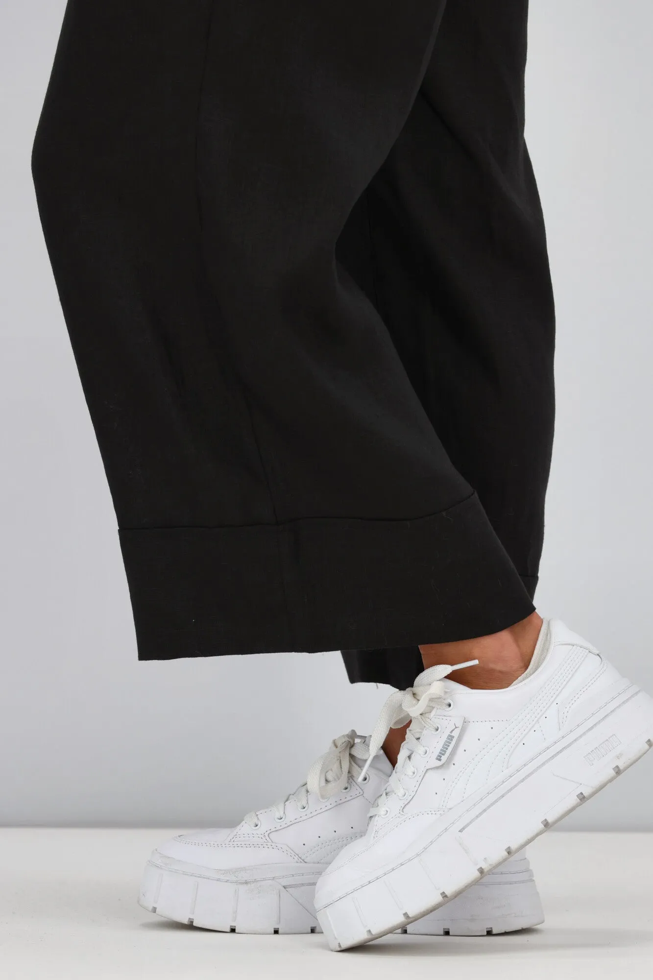 Tirelli Wide Leg Linen Pant Black