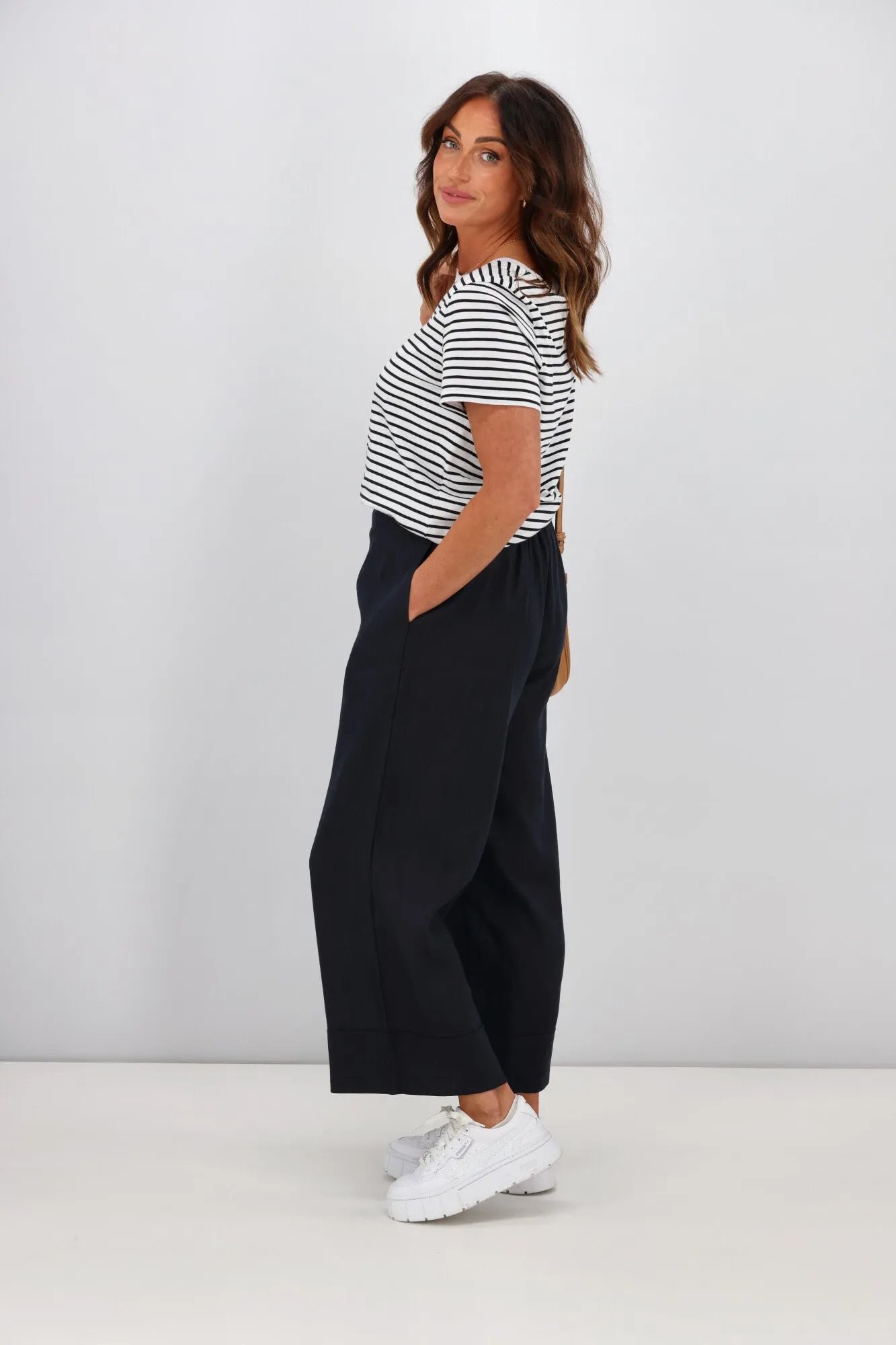 Tirelli Wide Leg Linen Pant Deep Navy