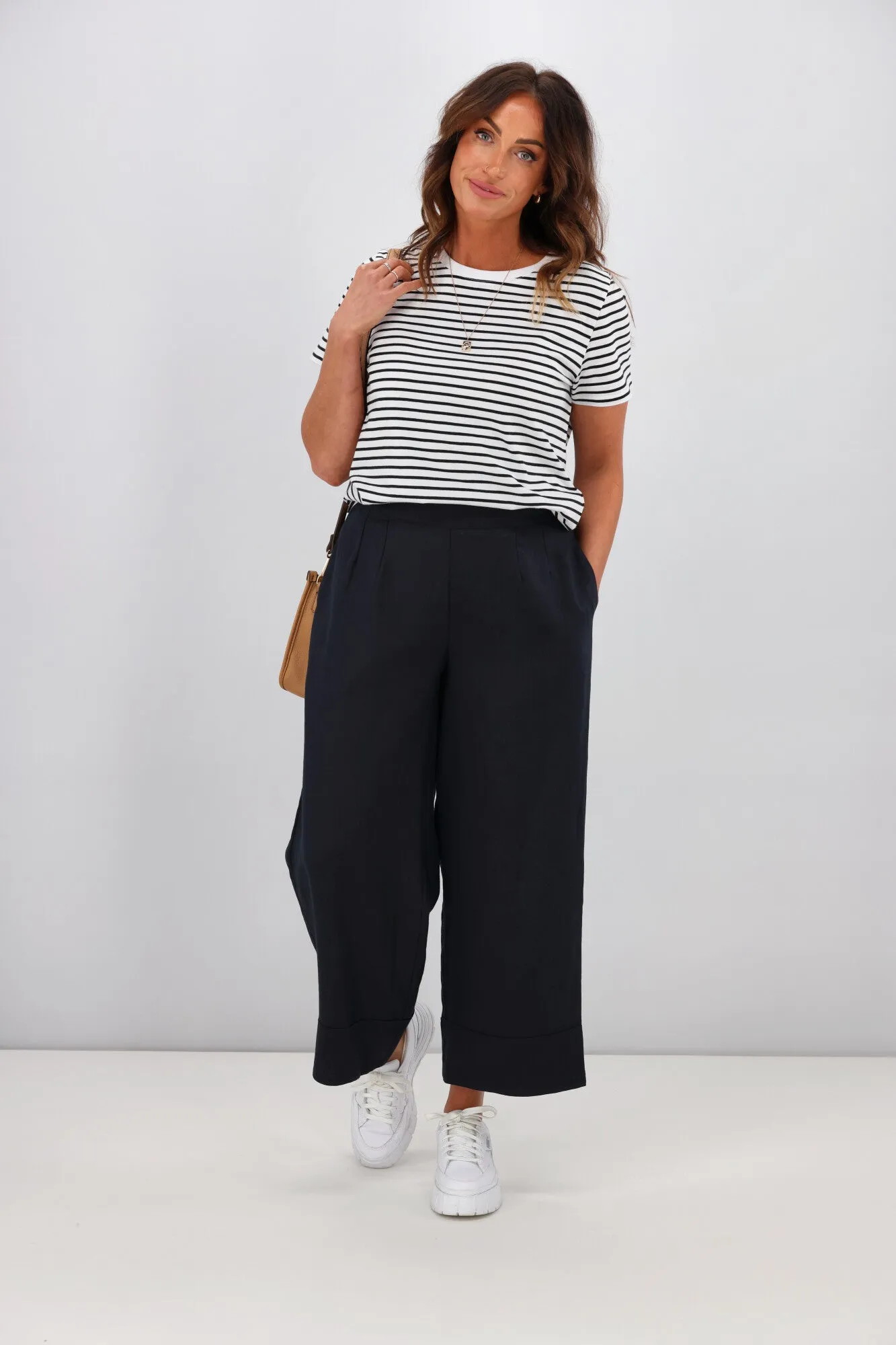 Tirelli Wide Leg Linen Pant Deep Navy