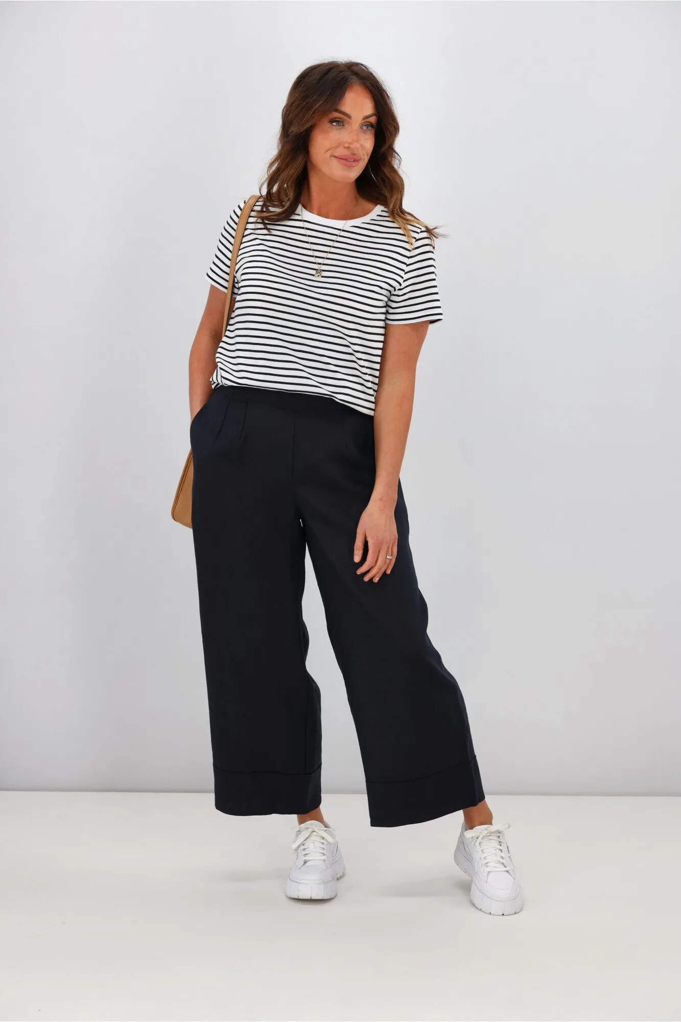 Tirelli Wide Leg Linen Pant Deep Navy