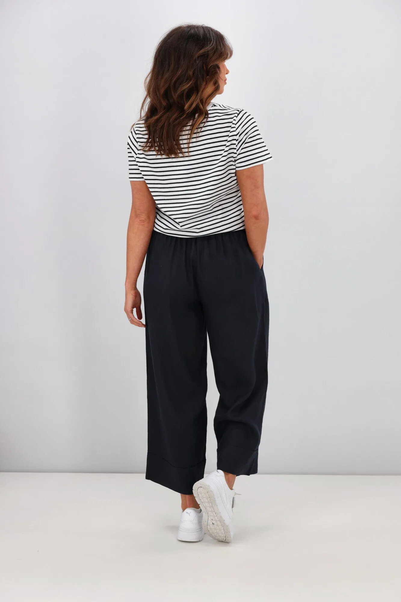Tirelli Wide Leg Linen Pant Deep Navy