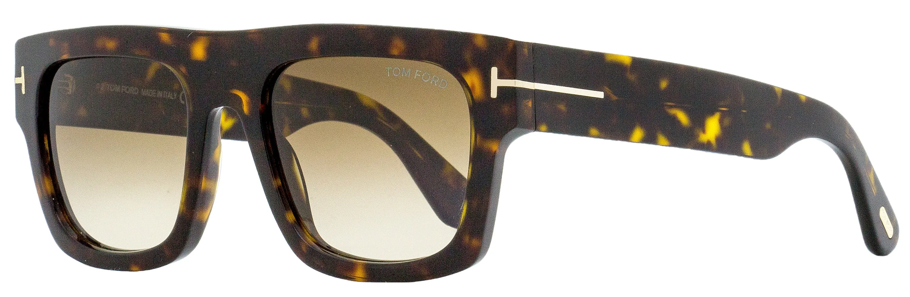 Tom Ford Men's Flat Top Sunglasses TF711 Fausto 52F Dark Havana 53mm
