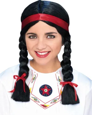 Tribal Black Plaited Wig with Ribbons