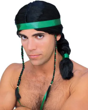Tribal Male Black Plaited and Ponytail Wig