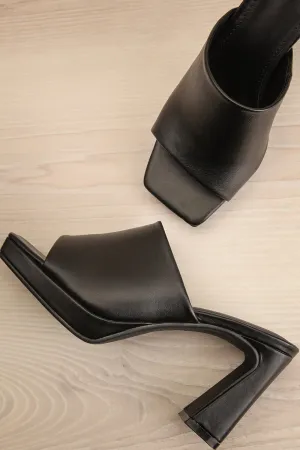 Tucana Black | Heeled Mules