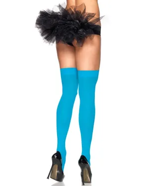 Turquoise Opaque Thigh High Stockings