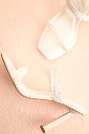 Ushuaia White | Square Toe Heeled Sandals