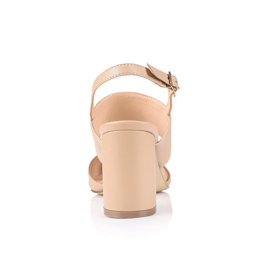 Verali Ena Closed Toe Block Heels Nude Smooth