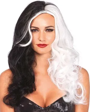 Villain Long Black and White Wig
